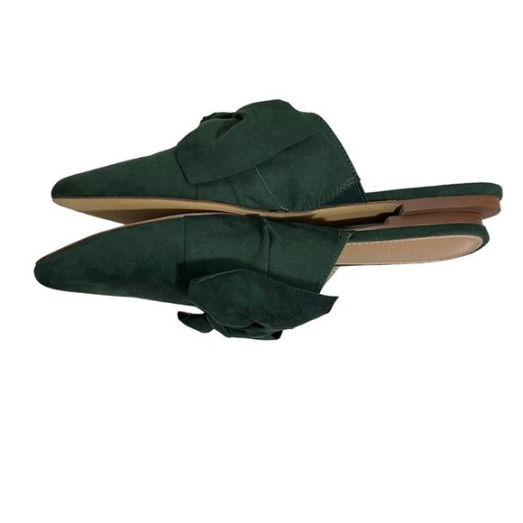Loft women's slip on shoes green faux suede pointy toe slip on bow tie sz 9.5 - Picture 6 of 8